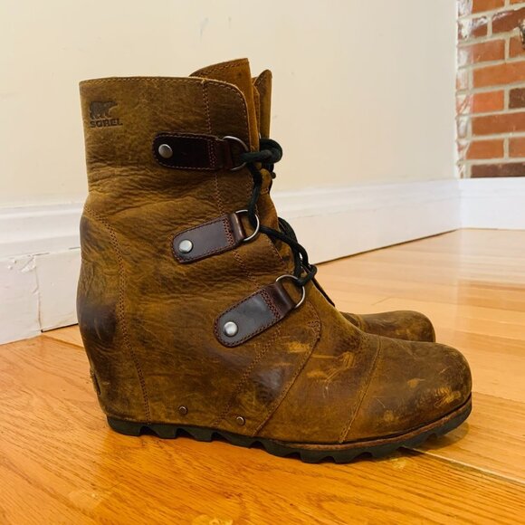 Sorel JOAN Of ARTIC WEDGE BOOTS KETTLE!! Lace Up Waterproof Women Size 11 - Picture 2 of 13